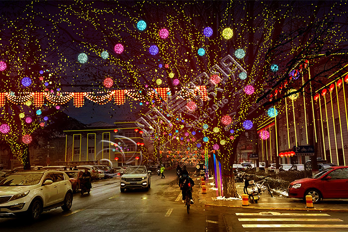 街道樹木彩燈亮化